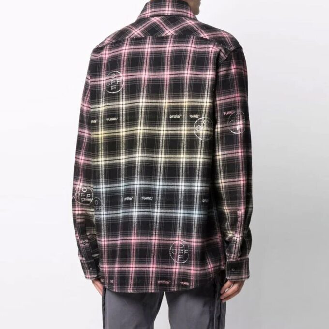 FW21 Logo-mønstret rutete langermede skjorter, løs passform