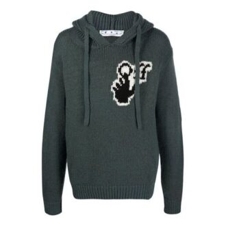 FW21 Logo-strikket hettegenser, vanlig versjon, grønn
