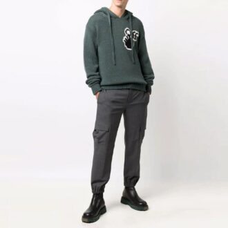 FW21 Logo-strikket hettegenser, vanlig versjon, grønn