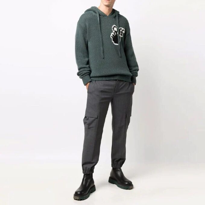 FW21 Logo-strikket hettegenser, vanlig versjon, grønn