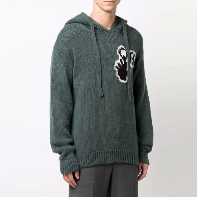 FW21 Logo-strikket hettegenser, vanlig versjon, grønn
