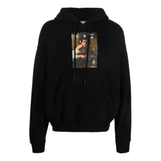 FW21 Mønster Alfabet-trykk Pullover med snøring, svart