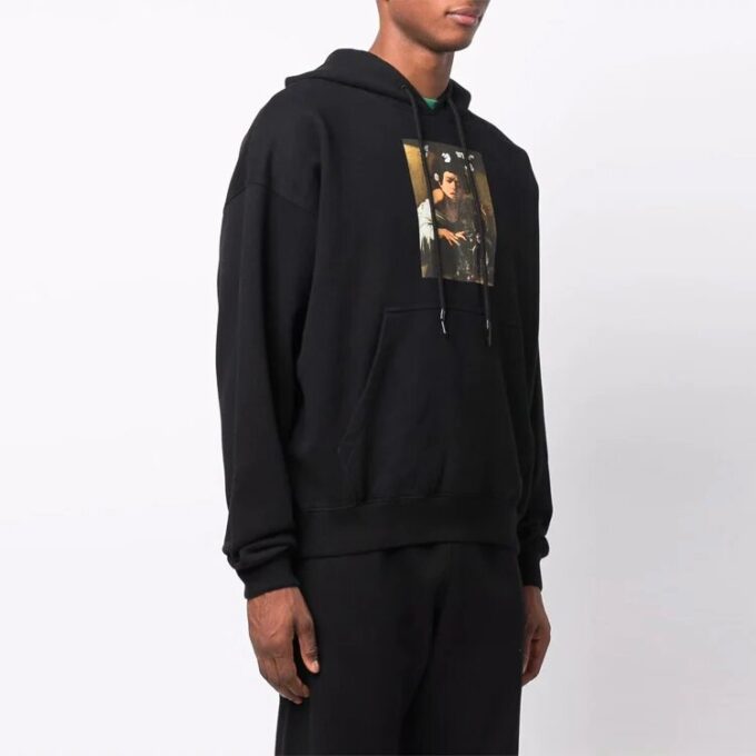FW21 Mønster Alfabet-trykk Pullover med snøring, svart