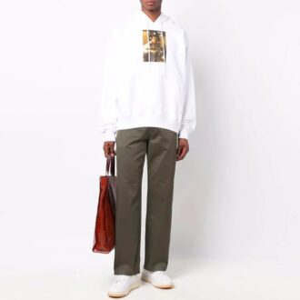 FW21 Mønster Alfabet-trykk Snøring Pullover-versjon Hvit