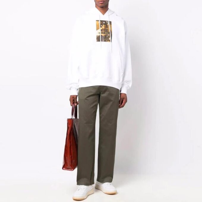 FW21 Mønster Alfabet-trykk Snøring Pullover-versjon Hvit