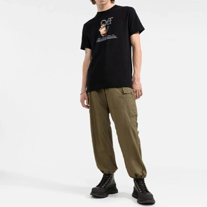 FW21 Morsom logo-trykk Rund hals Shorts Kort ermet Vanlig versjon Svart