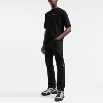 FW21 Pile-mønster Logo-trykk Rund hals Kort ermet Vanlig versjon Svart