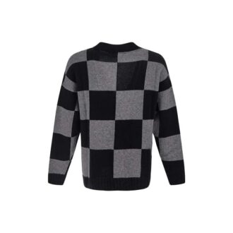 FW21 Rutenett-cardigan med lange ermer og V-hals, standardmodell, svart