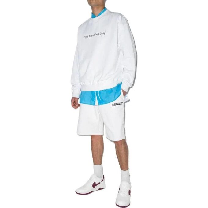 FW21 Sportsshorts med pilemønster, løs passform, hvit