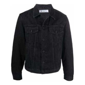 FW21 Uformell Denim-jakke med revers, løs passform, svart