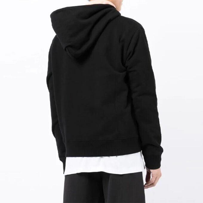FW21 Uformell jakke med hette, glidelås og logo-trykk, løs passform, svart