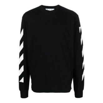 FW22 Arrow Stripe-trykk Rundhalset genser Langermet versjon Svart