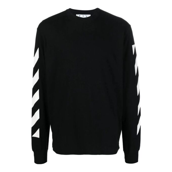 FW22 Arrow Stripe-trykk Rundhalset genser Langermet versjon Svart