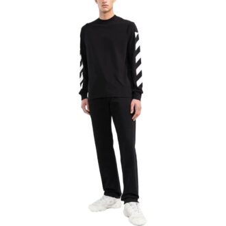 FW22 Arrow Stripe-trykk Rundhalset genser Langermet versjon Svart