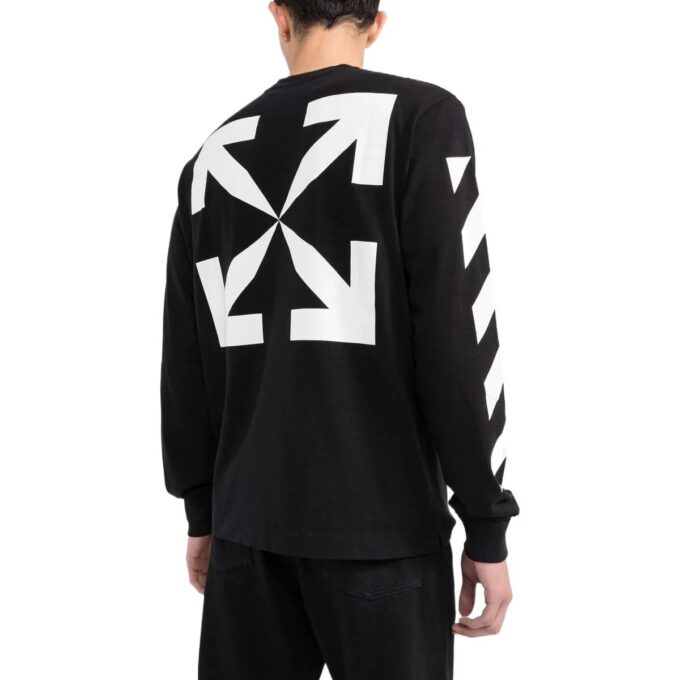 FW22 Arrow Stripe-trykk Rundhalset genser Langermet versjon Svart