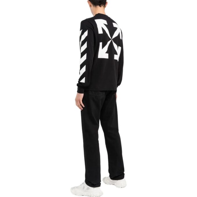 FW22 Arrow Stripe-trykk Rundhalset genser Langermet versjon Svart