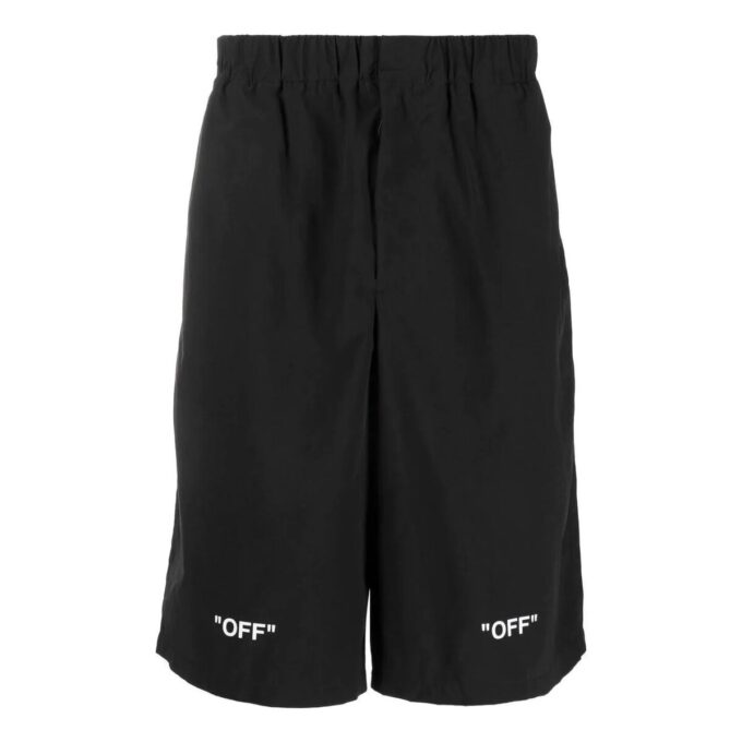 FW22 ensfarget logo-trykk, elastisk linning, Shorts-versjon, svart