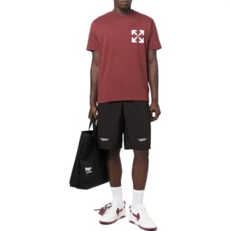 FW22 ensfarget logo-trykk, elastisk linning, Shorts-versjon, svart