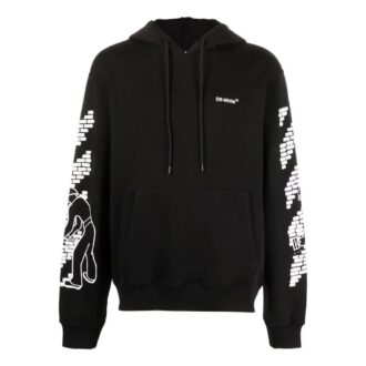 FW22 Logo-trykk, snøring, hette, langermet versjon, svart