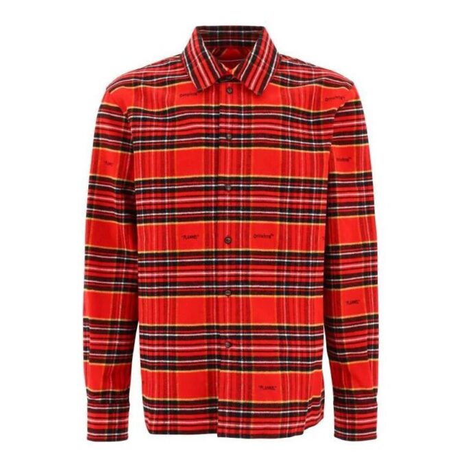 FW22 Rød skjorte med striper og revers og lange ermer