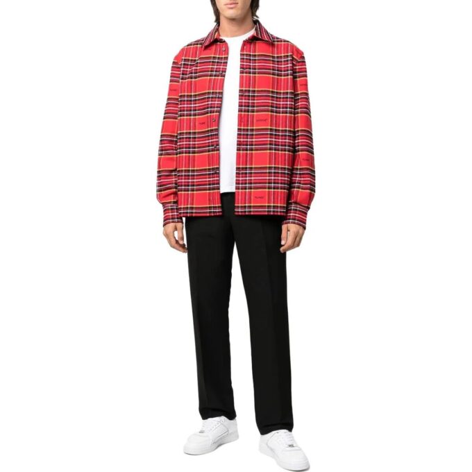 FW22 Rød skjorte med striper og revers og lange ermer
