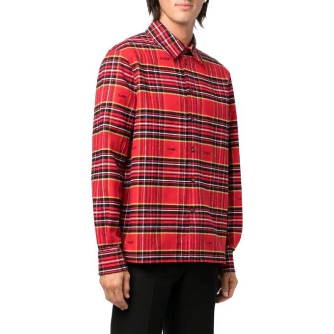 FW22 Rød skjorte med striper og revers og lange ermer