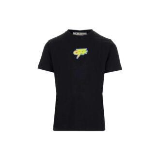 FW22 Rundhalset kortærmet slim fit-versjon med logo på ryggen, svart