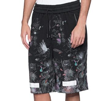 Shorts med trykk i sprutende blekkmønster, svart