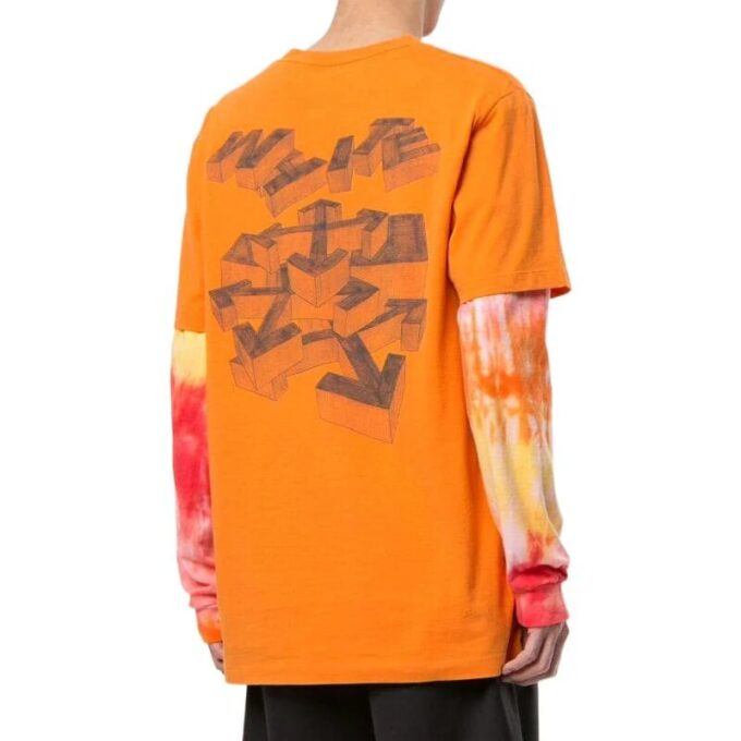 Geometri-pil-logo-trykk Rund hals Shorts Kort erme Oransje