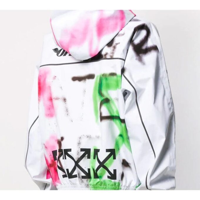 Goretex-jakke med hette og graffititrykk for menn, flerfarget