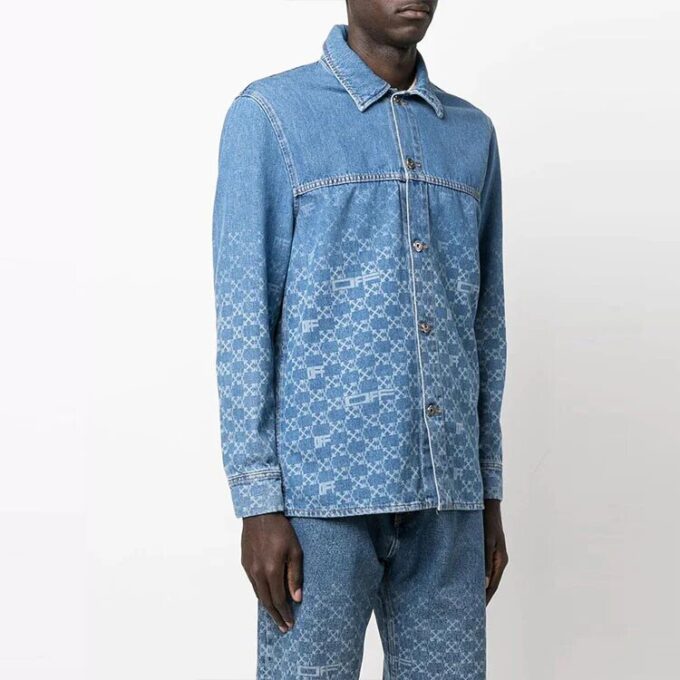 Gradient Denim Langermet Skjorte Blå