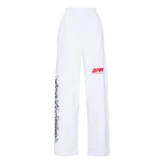 Graffiti-lange bukser, unisex, hvite