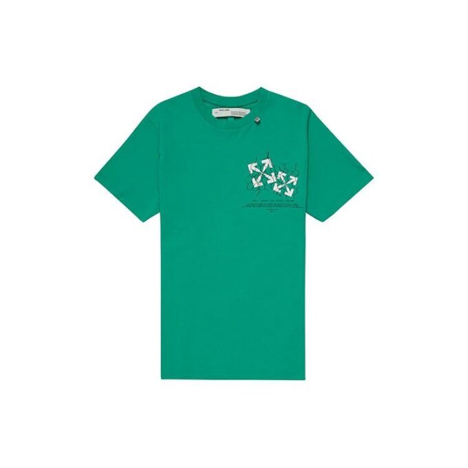 Grønn T-skjorte med hekkpiler og piltrykk, korte ermer