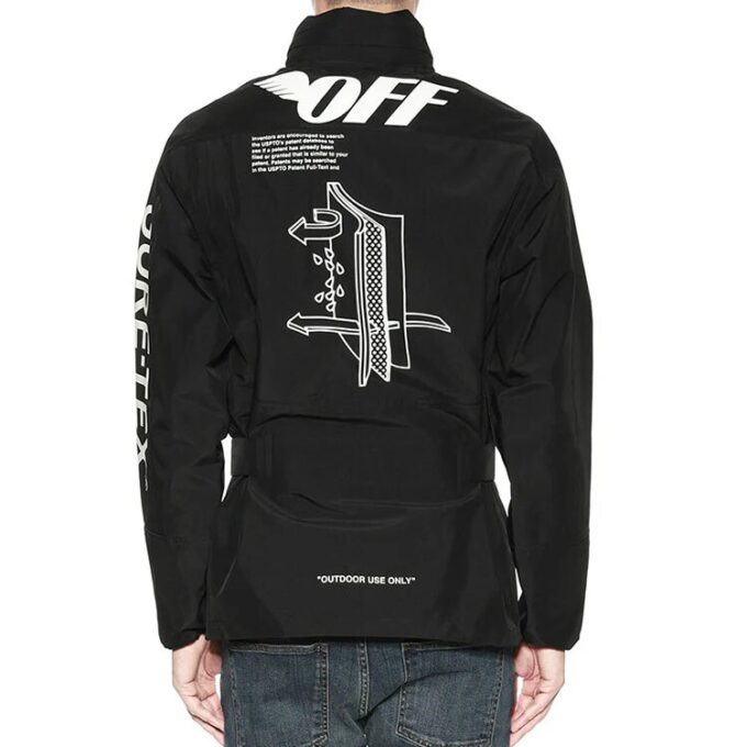 Halv glidelås-pullover med lange ermer, stående krage og logo-jakke, svart