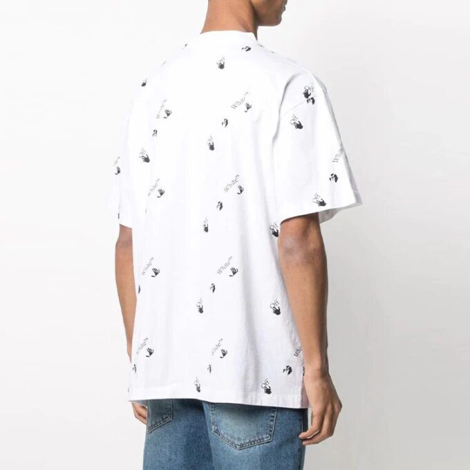 Helt trykt alfabetlogo Rund hals Kort shorts Hvit