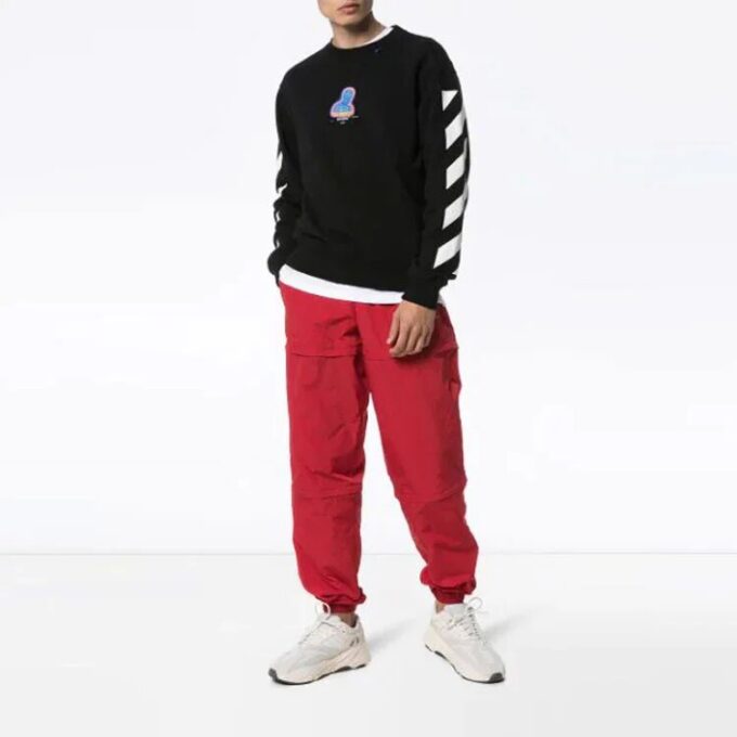 Herre-genser med striper og logo, slim fit