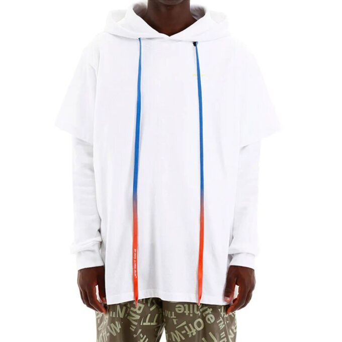 Herre-gensere Street Style Langermet Enfarget Bomull Logo Hvit