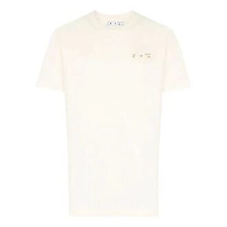 Herre Off-White x Browns 50 Crossover-logo, rund hals, korte ermer, standardversjon, hvit