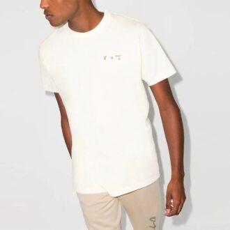 Herre Off-White x Browns 50 Crossover-logo, rund hals, korte ermer, standardversjon, hvit