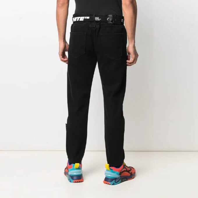 Herre SS21 Logo-jeansbukser, svart