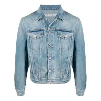 Herre SS21 Logo-jeansjakke Oversize Blå