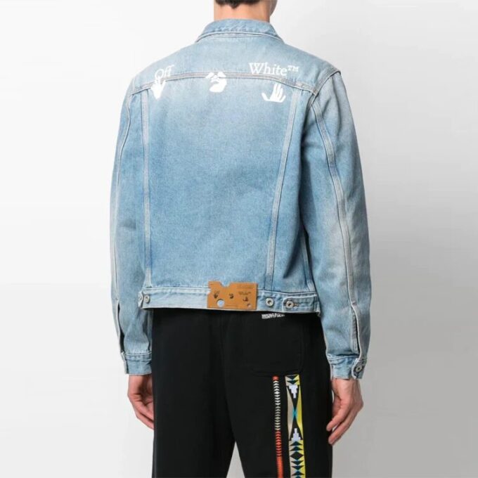 Herre SS21 Logo-jeansjakke Oversize Blå