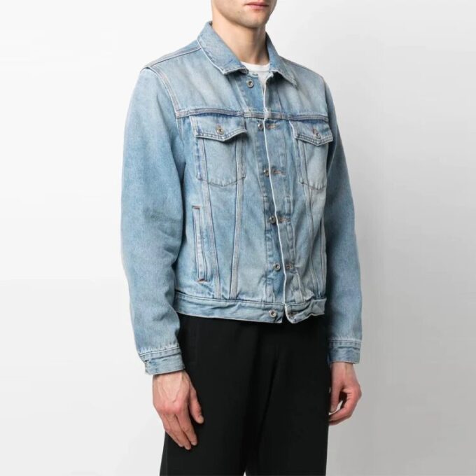 Herre SS21 Logo-jeansjakke Oversize Blå