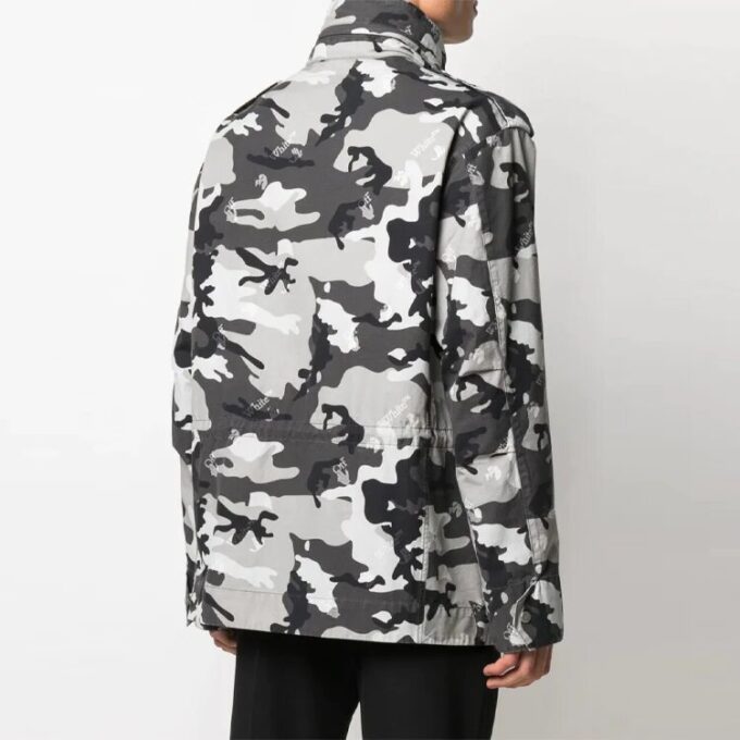 Herre SS21 Logo-kamuflasjejakke, slim fit, grå