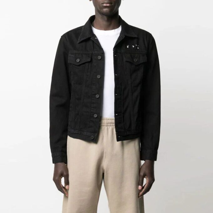 Herre SS21 Oversized-jeans med Arrows-mønster, svart
