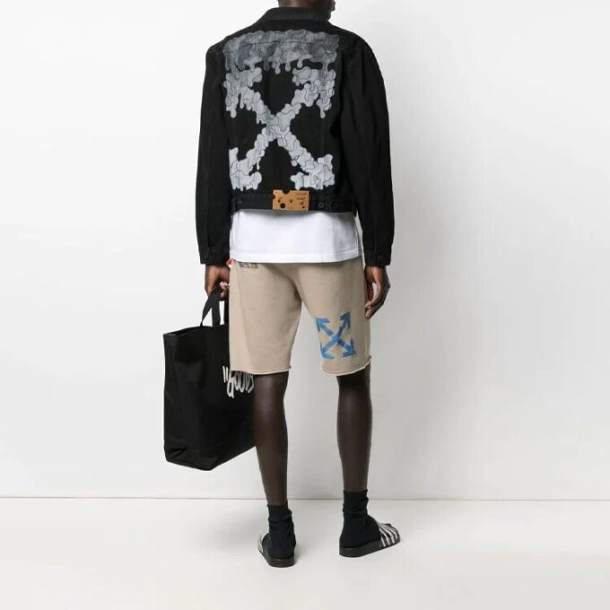 Herre SS21 Oversized-jeans med Arrows-mønster, svart