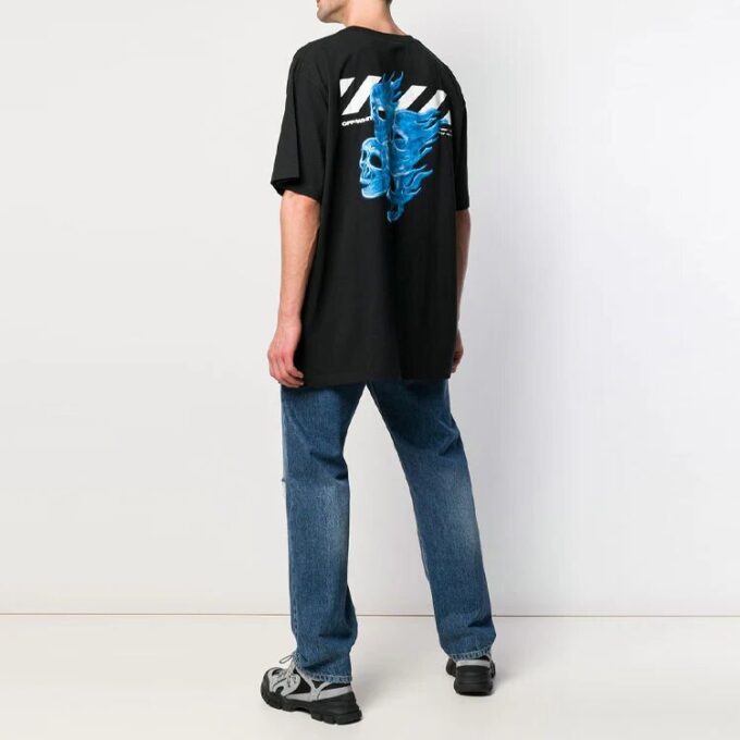 Herre-T-skjorte med skjeletttrykk, korte ermer, oversized Shorts
