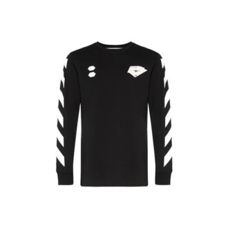 HERRE Virgil Abloh Diag Hand Card Langermet T-skjorte Svart