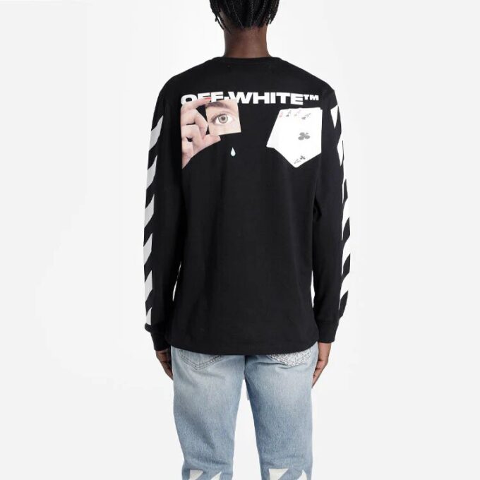 HERRE Virgil Abloh Diag Hand Card Langermet T-skjorte Svart