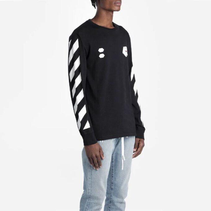 HERRE Virgil Abloh Diag Hand Card Langermet T-skjorte Svart